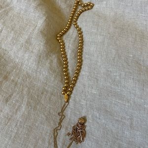 Tory Burch brass beaded slide necklace